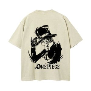 Bandai | One Piece Mens and Womens Washed T-Shirt Sabo Summer and Spring Anime Cotton Tee Retro Distressed Sports Short Sleeve