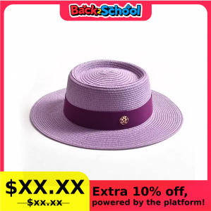 Summer Straw Sun Hats for Women Ladies Fashion Flat Brim Ribbon Beach Hat Travel Dress Cap chapeau femme