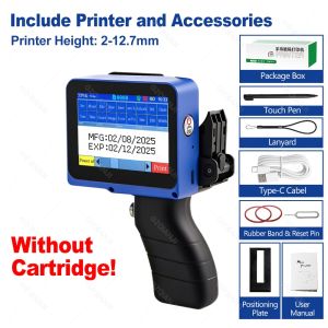 12.7mm Label Inkjet Printer Handheld Printer 600dpi Adjustable Multiple Languages for Batch Serial Number Plastic Wood Fabric