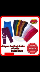 ASANO SHOP Paket 20 Pcs Legging Anak Perempuan 0-3 Thn Polos Cewek Lejing Motif Bahan Kaos Halus