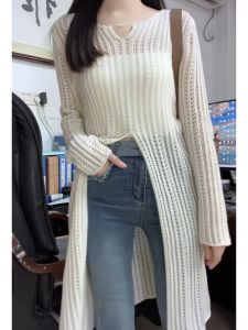 Womens Hollow out Knitwear Long Sleeve Straight Tube Style Spring Autumn Early Season Fashion Layering Top Korean Style