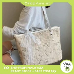 DROPASSIST 1507 Woman Big Capacity Woven Sling Messenger Shoulder Chest Tote Handbag Bag Wanita Kapasiti Besar