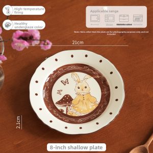 SIYUE | Cute Rabbit Underglaze Ceramic Dinner Plate