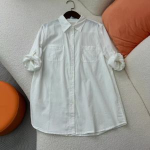 Sainag Cotton Straight Shirt for Women Summer Sweet Simple Korean Style Casual Solid Color Versatile Top