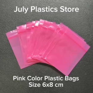 ถุงซิปสีชมพู Pink ขนาด 6x8 ซม. (แพค 100 ใบ) ถุงพลาสติกใส่ครื่องประดับ ถุงซิปใส่ของ ถุงซิปแบบ A  โดย July Plastics