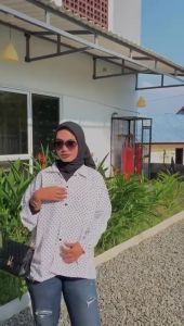 ATASAN WANITA MOTIF POLKADOT OVERSIZE