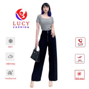Quần ống rộng khóa trước LUCY chất vải mềm mại dành cho các nàng công sở đi làm đi học đi chơi đều đẹp