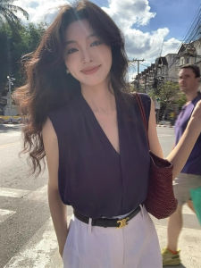 CHOEFULYN | Fashionable Youthful V-Neck Knit Vest Blouse