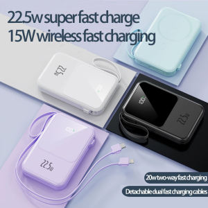 Magnetic Powerbank 22.5W Super Fast Charging Built-in Data Cable 15W Wireless Fast Charge 20W Two -way Fast Charge Powerbank for Android iPhone