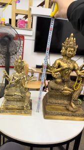 Tượng phật tứ diện Thái bằng đồng 2 cỡ: Cao 33cm (ngang 19cm) và 50cm (ngang 25cm)