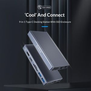 HUB ORICO USB C Với Vỏ Ngoài M.2 NVMe SSD TớI 4K30Hz USB 3.1 10gbps PD100 Sạc RJ45 Loại Bộ Chuyển Đổi-C Trạm Nối