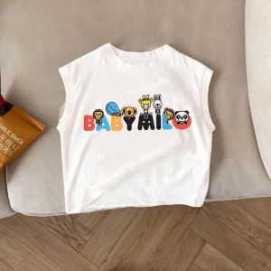 Pure Cotton Summer Thin Sleeveless Vest for Children Cartoon Print Casual Top Boys Girls Baby Outerwear Comfortable Breathable