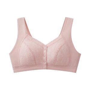 THREEGUN | Three Gun Front Buckle Lace Thin Breathable Mesh Wireless Backless Bra For Middle-Aged Women Comfortable Cotton Underwear