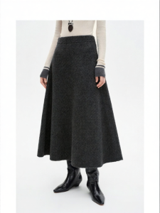 Wool A-line Midi Skirt