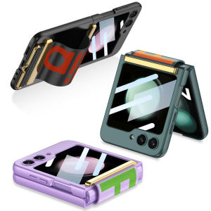 For Samsung Galaxy Z Flip 6 Flip 5 Case with Strap Len Camera Glass Protection Cover