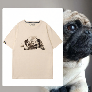 senwdsi | Original Cartoon Bulldog Patterened Cotton T-Shirt