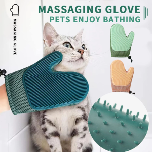 2 in 1 Pet Hair Remover Gloves Cat Dog Massage Hair Fur Remover Grooming Shedding Brush Gloves