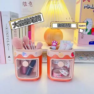 กล่องปากกา พาสเทล สองชั้น กล่องใส่เครื่องเขียน ที่จัดเก็บปากกา สำหรับสำนักงาน อุปกรณ์จัดระเบียบ ใส่เครื่องสำอาง