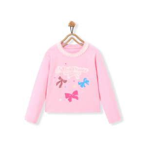 Sweet Girl Long Sleeve T-Shirt Childrens Base Layer Shirt Spring Autumn New Style Cotton Pure Fabric Comfortable Loose Fit