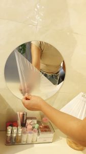 30*30cm Mirror Wall Stickers Round Removable Acrylic Mirror Self-Adhesive Round Circle Mirror Modern Tiles Wall Decals for Living Room Home Decor
