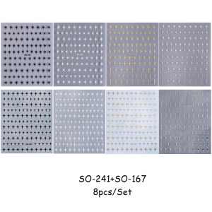 8pcs Y2K Metal Silver Gold Star Nail Sticker Bronzing Starlight Slider Glossychic Star Adhesive Nail Decals Manicure Decoration