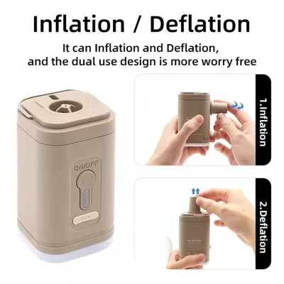 🇸🇬Ready Portable Wireless Inflation Deflation 2in1 Electric Mini Air Pump with lights Rechargeable Battery Air Compressor Camp