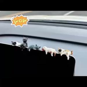 Bộ 5 Đồ Trang Trí Bảng Điều Khiển Hình Mèo Dễ Thương Màu Nâu Và Cam Với Mắt Biểu Tượng Cảm Xúc Phụ Kiện Nội Thất Ô Tô Dễ Dàng Bóc Và Dán