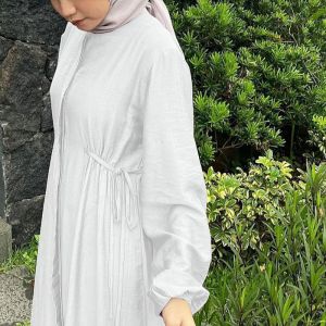 Dress Hazell Tali Pinggang Gamis Polos Linen