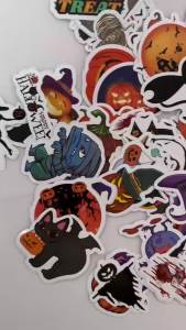 TOPTOY | New Halloween Stickers 50 Sheets Mini Cute Small Stickers Halloween Horror Theme Party Decorations Cartoon Graffiti Stickers Toy