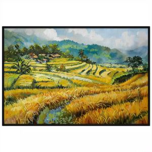 Tranh phong cảnh quê hươngcánh đồng lúa chín vàngphong cảnh ruộng bậc thang vùng miền núitranh treo tườngdán tường.CGI-477