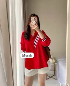 SJM KEMEJA WANITA BAHAN KATUN POPLIN KOMBINASI KNIT RAJUT PREMIUM LENGAN PANJANG 8241