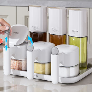 Kitchen Storage Set Seasoning Box High End Organizer Bottles Salt Pot Spice Bottle Condiment Jar Home Use Divided Bottle
