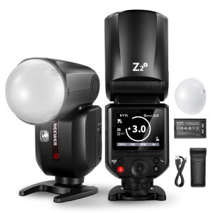 NEEWER Z2-C 2.4G TTL แฟลช Speedlite หัวกลมสำหรับสายเชื่อมต่อกล้องแคนอนพร้อมที่กระจายและแบตเตอรี่