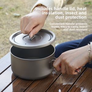 Portable Lightweight Titanium Camping Bowl with Lid