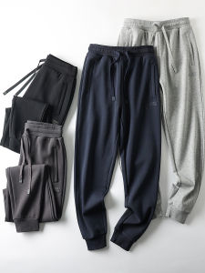 High Quality Airy Cotton Elastic Waist Casual Pants Mens Spring New Style Loose Fit Straight Leg Urban Fashion Trousers