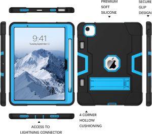 for iPad Air 11 Inch Case M3 2025/ M2 2024Built-in Pencil Holder Kickstand Full Body Shockproof Protective Rugged Case for iPad Air 7th Gen 6thAir 5 Air 4for iPad Pro 11 2024 2022 2021 2020 2018Mini 7 6