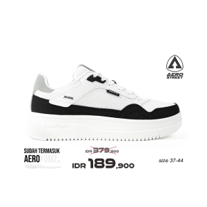 Aerostreet 37 - 44 Maximo Putih Hitam Abu Muda - Sepatu Sneakers Casual
