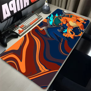 Bandai | Mouse Pad Large XXL Anime P-pokemon Charizard Gamer Mousepad Computer Gaming Accessories Stitch Edge Rubber Keyboard Mausepad