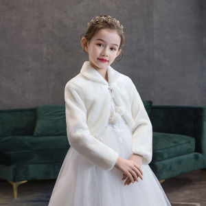 2 3 4 5 6 8 10 12 Years Girls Plush Jacket Autumn Keep Warm Little Princess Cloak Shawl Christmas Birthday Party Kids Clothes