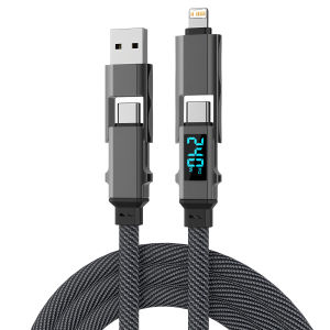 4-IN-1 Type-C/USB Cable Fast Charger Wire For iPhone iPad Xiaomi Android Phone Tablet LED Digital display Data Cord USB-C USB-L