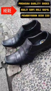 SEPATU PANTOFEL FORMAL PRIA ( GARANSI KULIT SAPI 100% ) MODEL 6004 HITAM ( PREMIUM HIGH QUALITY )