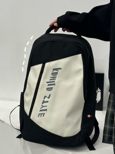 Van Flower Bag Nylon Cloth Large Capacity School Bags for Girls with Zipper Closing Double Shoulder Strap Pure Color Pattern