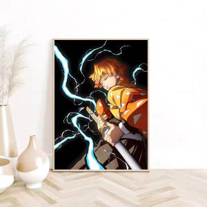 KAYOU | Demon Slayer Japanese Anime Oil Painting By Numbers Hand Painted Canvas Wall Art for Coffee House Bar Dorm Room Decor Frameless