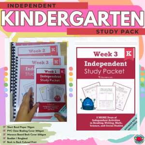 KINDERGARTEN Independent Study Pack Activity Worksheet Workbook Home School Learning Materials | RABAH UP STORE