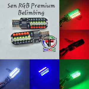 Lampu Sen Pelangi RGB Premium Motif Belimbing T10 Arus DC 12 Volt Universal Bisa Untuk Kendaran Motor dan Mobil