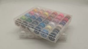 36pcs/box Prewound Sewing Machine Bobbin Threads with 40S2 Polyester Thread Black White Dyed Solid for SINGER JANOME BROTHER