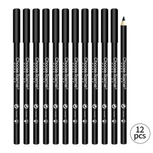 12pcs Waterproof Black Eyeliner Pencils-Smudge-Proof Long-Lasting &Beginner-Friendly Eye Makeup ﻿
