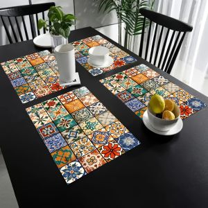 VIKAMA 4/6/8/10PCS Bohemian Style Placemats Fashionable Printed Kitchen Table Party Dinner Home Decor Placemats
