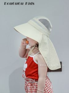 Childrens Summer Thin Sun Cap with Face Protection UV Protection Neck Protection Outdoor Shoulder Cover for Boys and Girls