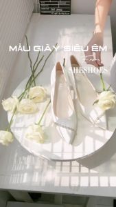 GIÀY CƯỚI LỤA SATIN ĐÍNH ĐÁ XÉO 6 PHÂN ĐỘC QUYỀN BỞI SHESHOES ( NEW ARRIVAL)